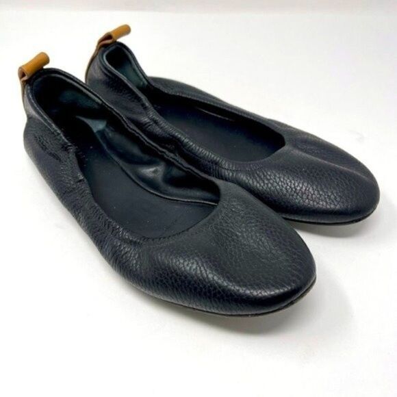 Mercedes Castillo womans black leather ballerina flats BoxE - Picture 1 of 8